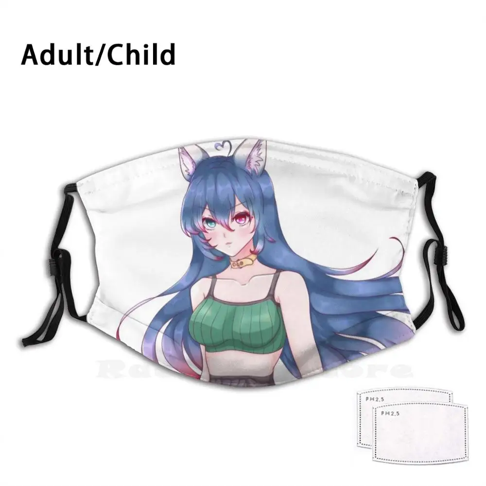 

Многоразовая фильтрующая маска для лица Kitsune с забавным принтом Pm2.1631, аниме Kemonomimi Kitsune