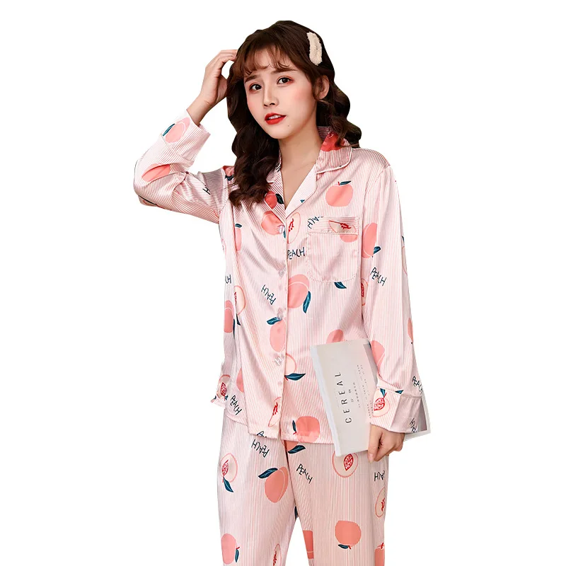 

New ice silk pajamas women's thin fashion pajama set women