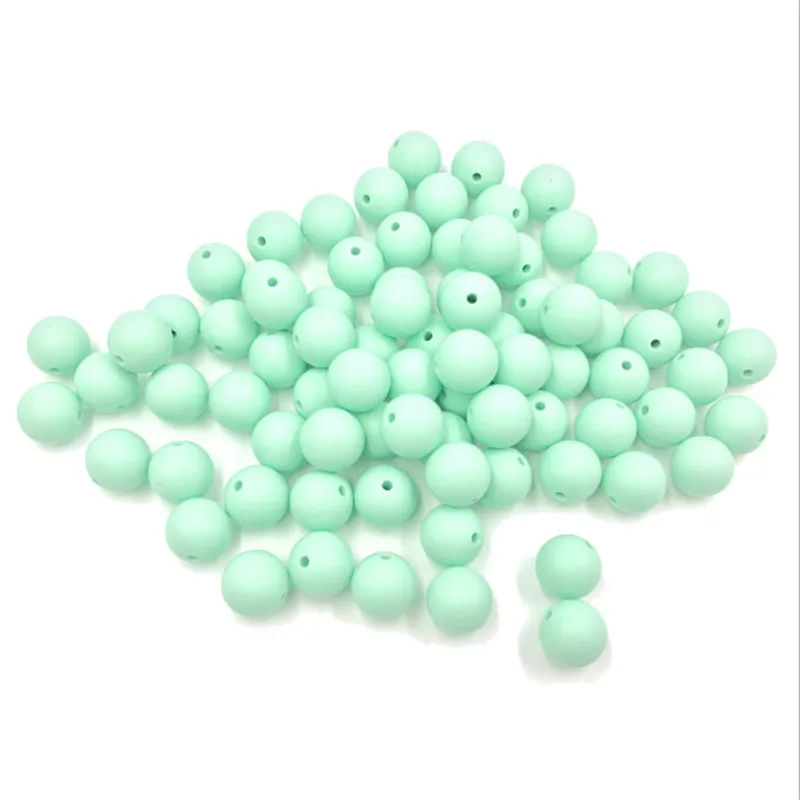 mint green Детские аксессуары, Прорезыватель для зубов, зеленая серия, 15 мм, 10 шт., пищевая прорезывателей, силиконовая бусина, сделай сам, уход за ребенком, для браслетов, детских прорезывателей - Color: mint green