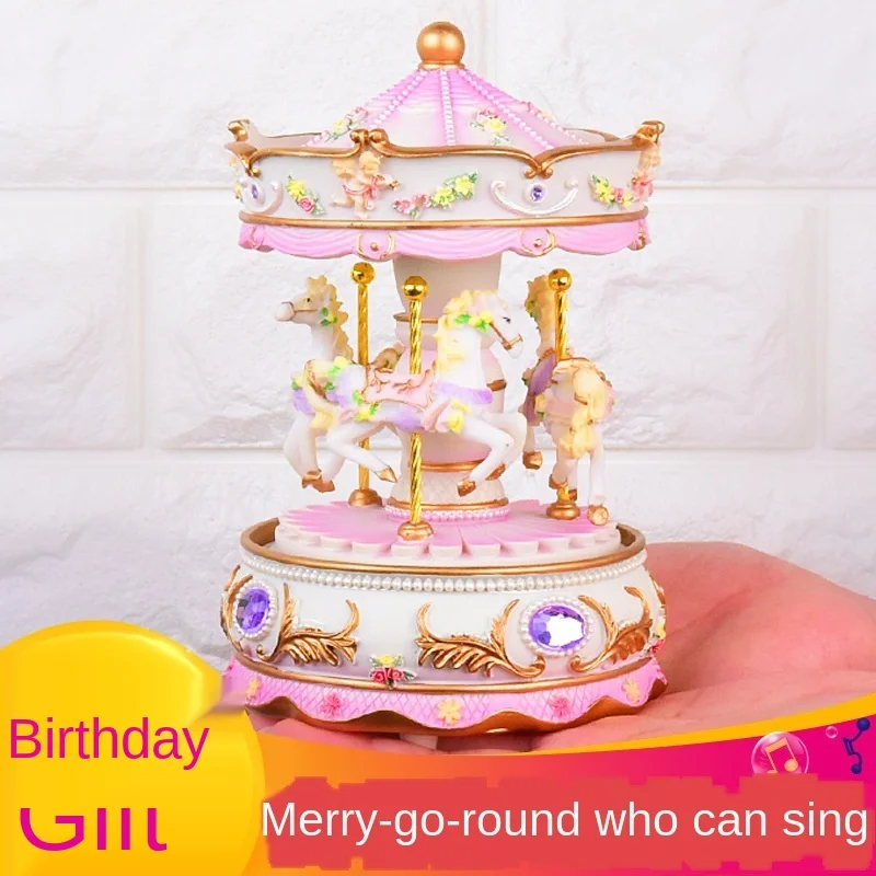 Натуральная смола Фонарь Ангел Карусель музыкальная шкатулка украшение подарок