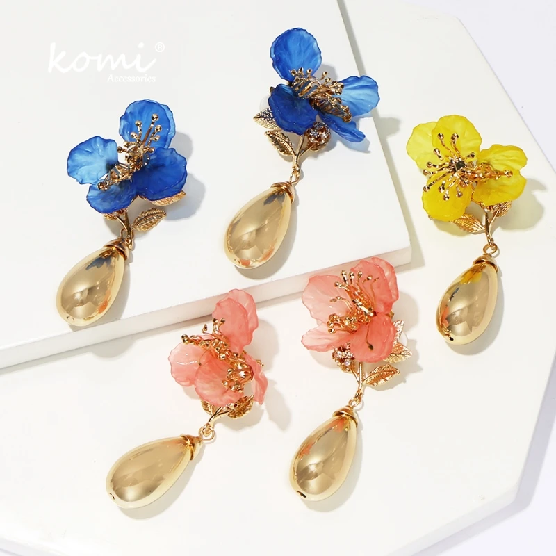 Коми новые ZA Цветочные металлические жемчужные очаровательные Висячие серьги