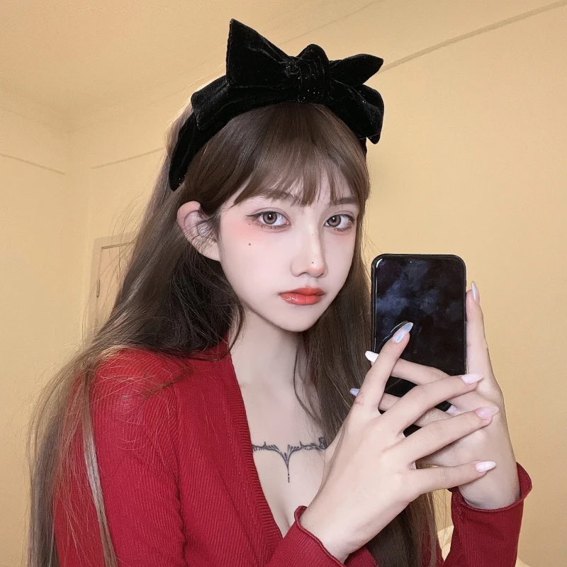 Повязка на голову Fflacell женская с большим бантом винтажная широкая лента для