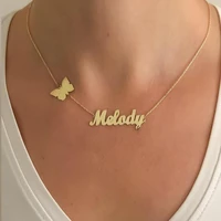 custom butterfly name necklaces for women personalized stainless steel necklace with butterfly pendant for women bijoux femme