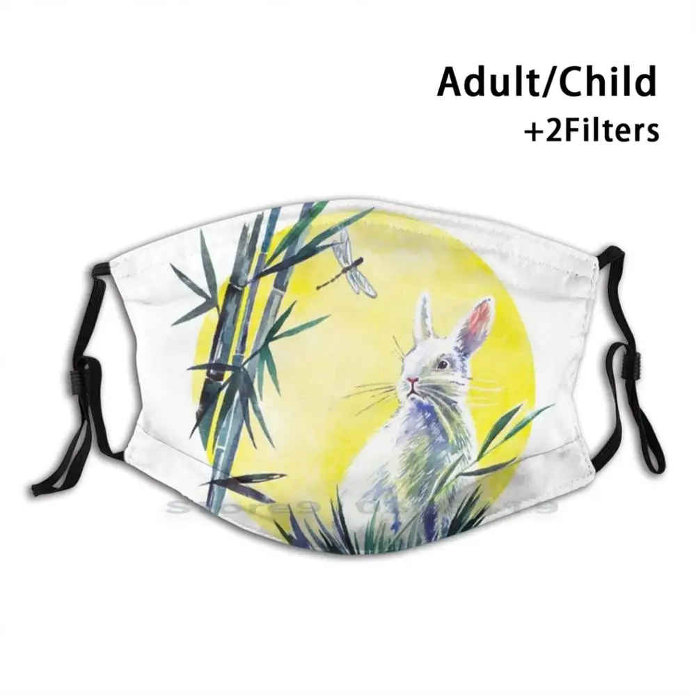 Многоразовая маска для рта с Луной Кроликом фильтром Pm2.5 японским фольклорным