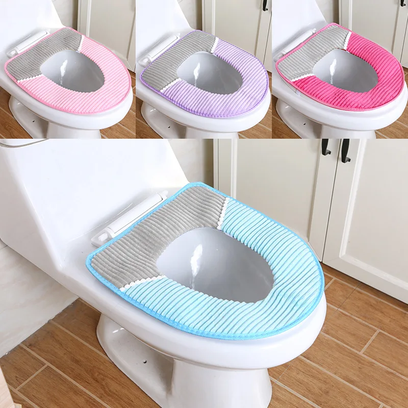 

Thickened Warm Toilet Seat Cover WC Mat Thick Washable Velvet Cushion Toilet Cover Closestool Mat Seat Case Bathroom Accessories