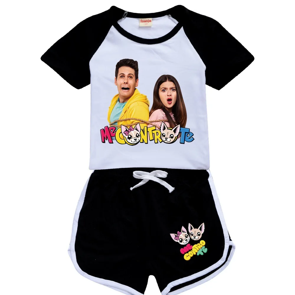 

Me Contro Te School Girl Outfit Little Kids Clothing for Girls Polyester Boys Short Sleeve Tshirt Shorts 2pcs Set Kids Fashion