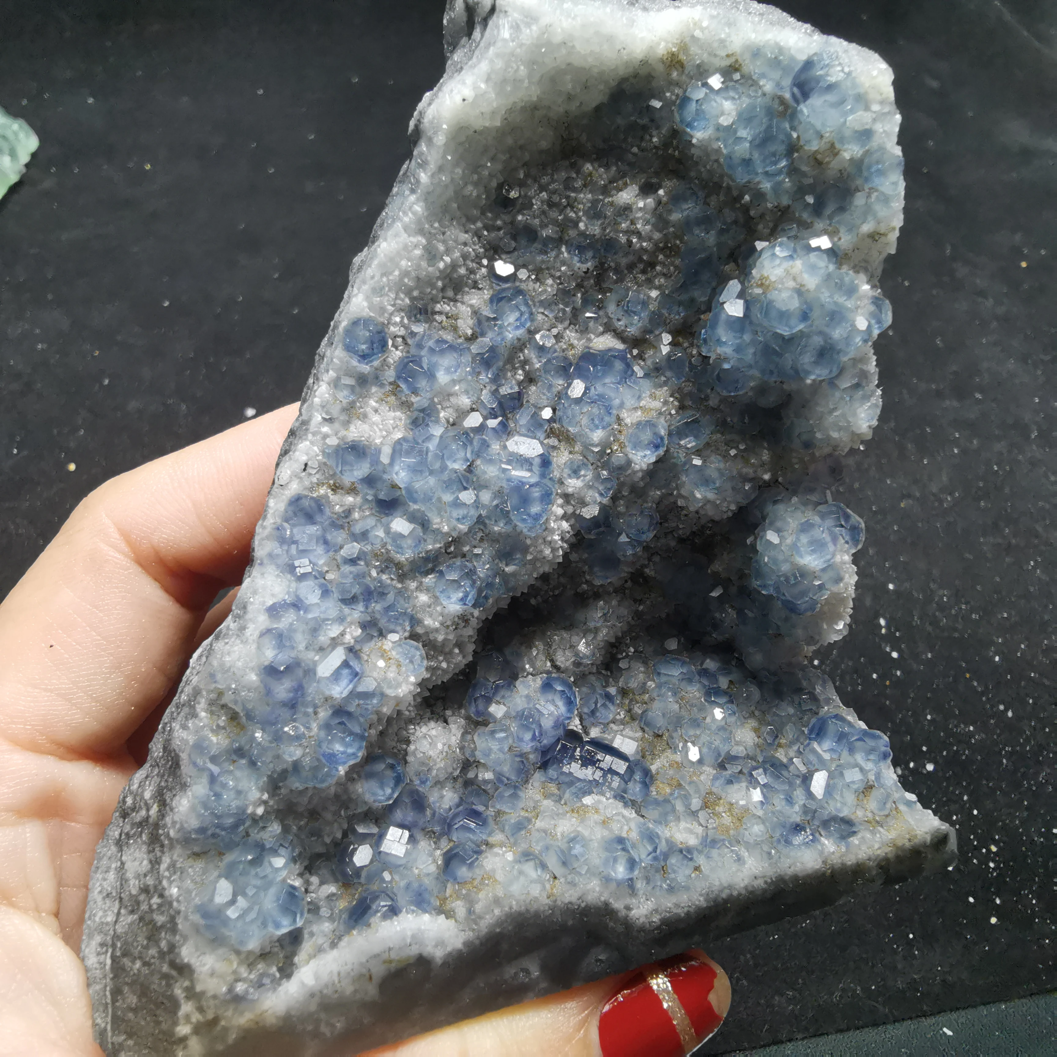 

177.3g100% натуральный редкий синий зеленый флюорит кластер минеральное стекло образец камня и с украшением в виде кристаллов исцеления с украш...