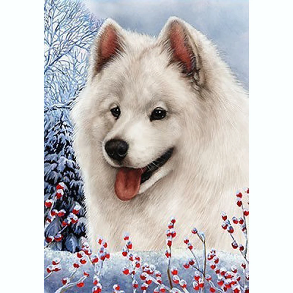 

Алмазная вышивка собака вышивка крестиком полная Стразы 5D Diy алмазная живопись милые животные мозаика пейзаж с цветком домашний Декор пода...