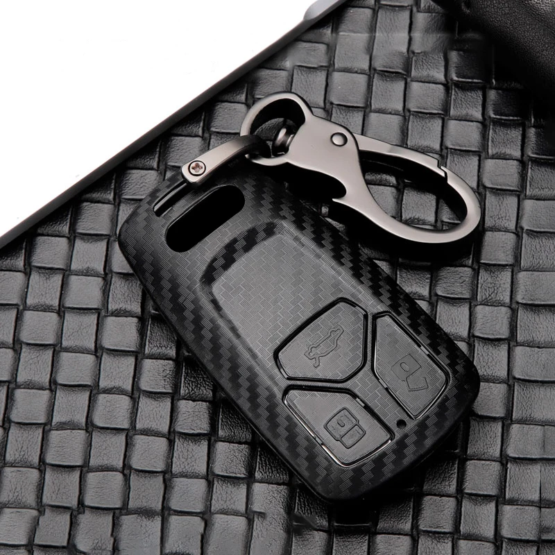 

ABS Carbon Fiber Car Key Case Cover For Audi A4 A5 B9 Q5 Q7 TT TTS TFSI 8S S4 S5 8W 4M A4L R8 Allroad B8 2016 2017 2018 2019