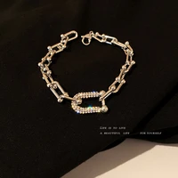 micro inlaid zircon chain hip hop bracelet bracelet ins cool style niche baroque metal bracelet