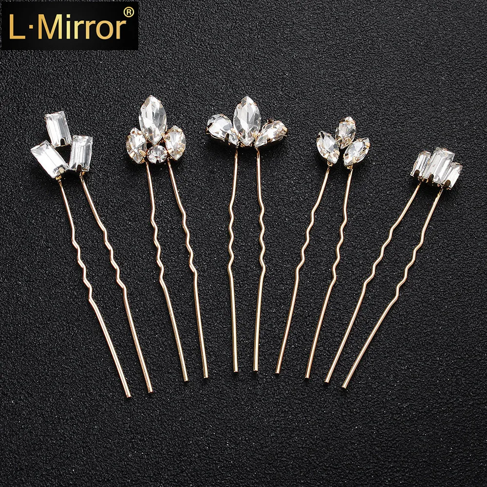 

L.Mirror 5Pcs/Set Handmade Hair Pins Clips Crystals Rhinestone Girl Women Party Prom Decorative Accessories Headwear Headdress