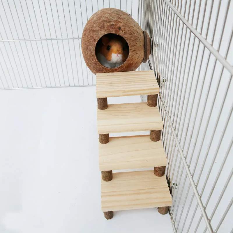 

Hamster wooden molar toy Golden silk bear honey bag flying guinea pig squirrel staircase coconut shell nest combination