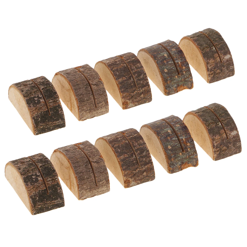 

10x Rustic Wooden Table Numbers Card Half Log Rounds Party Tree Wood