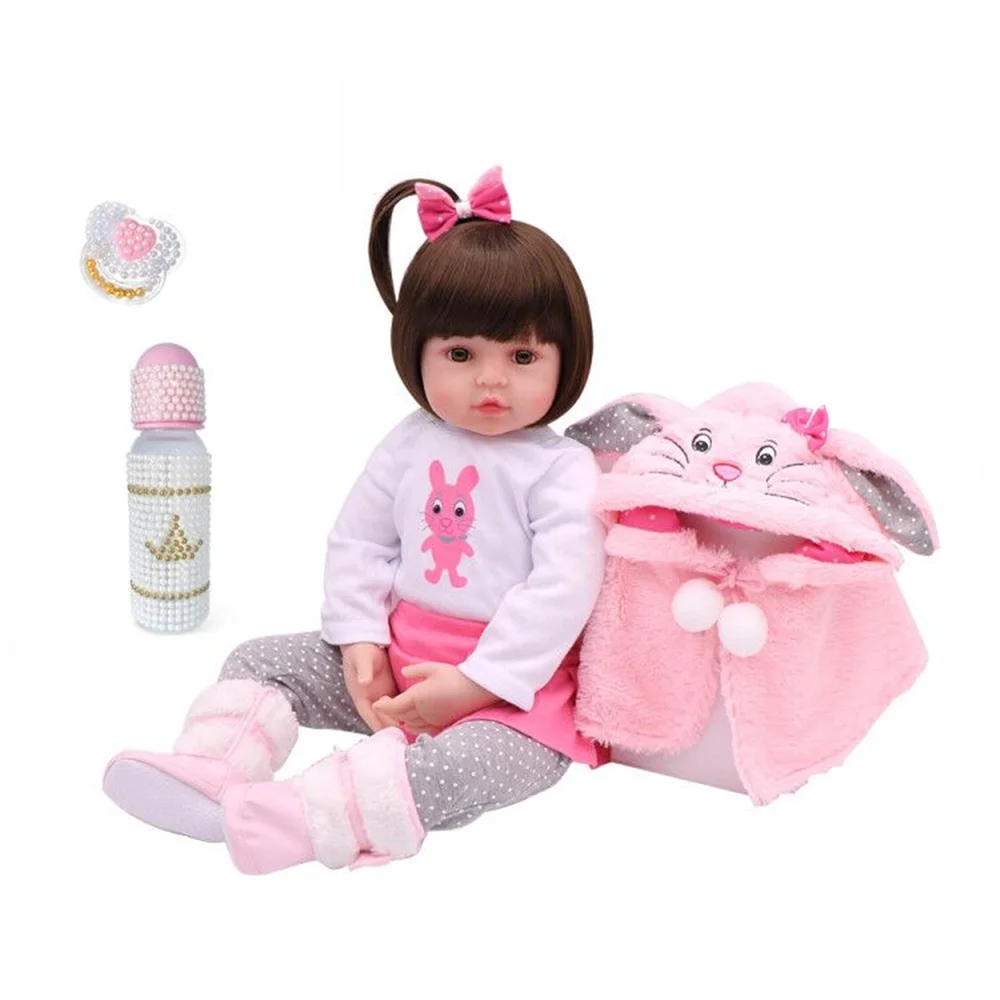 

NPK 47cm Full Body Silicone Water Proof Bath Toy Popular Reborn Toddler Baby Dolls Reborn Lifelike Gift With Pearl Bottle