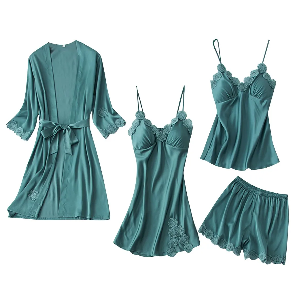 

Satin Silk Pajamas Women Nightdress Lingerie Robes Underwear Sleepwear Sexy