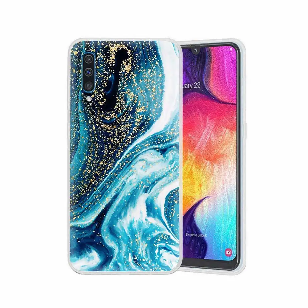 

Translucent Case For Samsung A50 A51 A70 A71 Cover for Galaxy S20 FE A10 A20e A30 A40 Soft Phone Coque Landscape Ink Marble