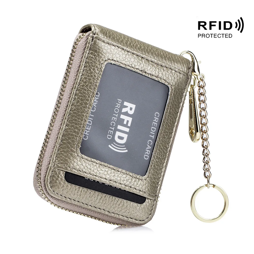 Card Holder Anti Rfid Protect Small Luxury Leather Women Men Travel Outdoor Wallet Purse Id Credit Bank Key Loop Fashion Brand | Багаж и