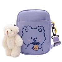 canvas kids kindergarten messenger bags children shoulder bag bear doll toddler crossbody bag for girl boys cute baby coin purse