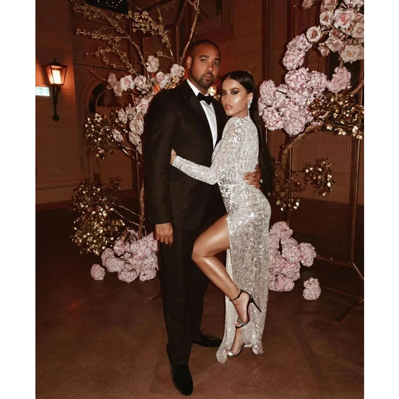 Женское длинное вечернее платье элегантное ажурное вечерние V-образным вырезом