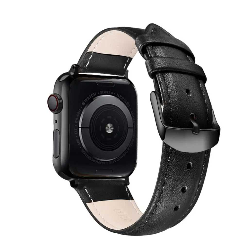 Ремешок кожаный для Apple Watch 4 3 2 1 38 мм 40 мягкий браслет iwatch 6 5 SE 44 42