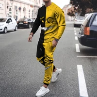 2021 autumn and winter sports pants sports round neck t shirt mens suit 3d printing xoxo pattern clothing casual suit
