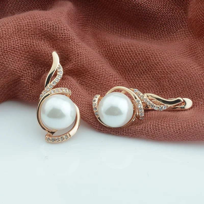 Женские серьги-подвески с искусственным жемчугом FJ Розовые ювелирные изделия