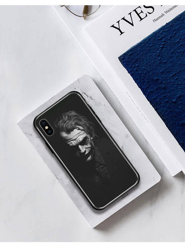 ЧЕРНЫЙ ДЖОКЕР хит Ledger мягкий силиконовый стеклянный чехол для телефона чехол для Apple iPhone 6 6s 7 8 Plus X XR XS 11 Pro max