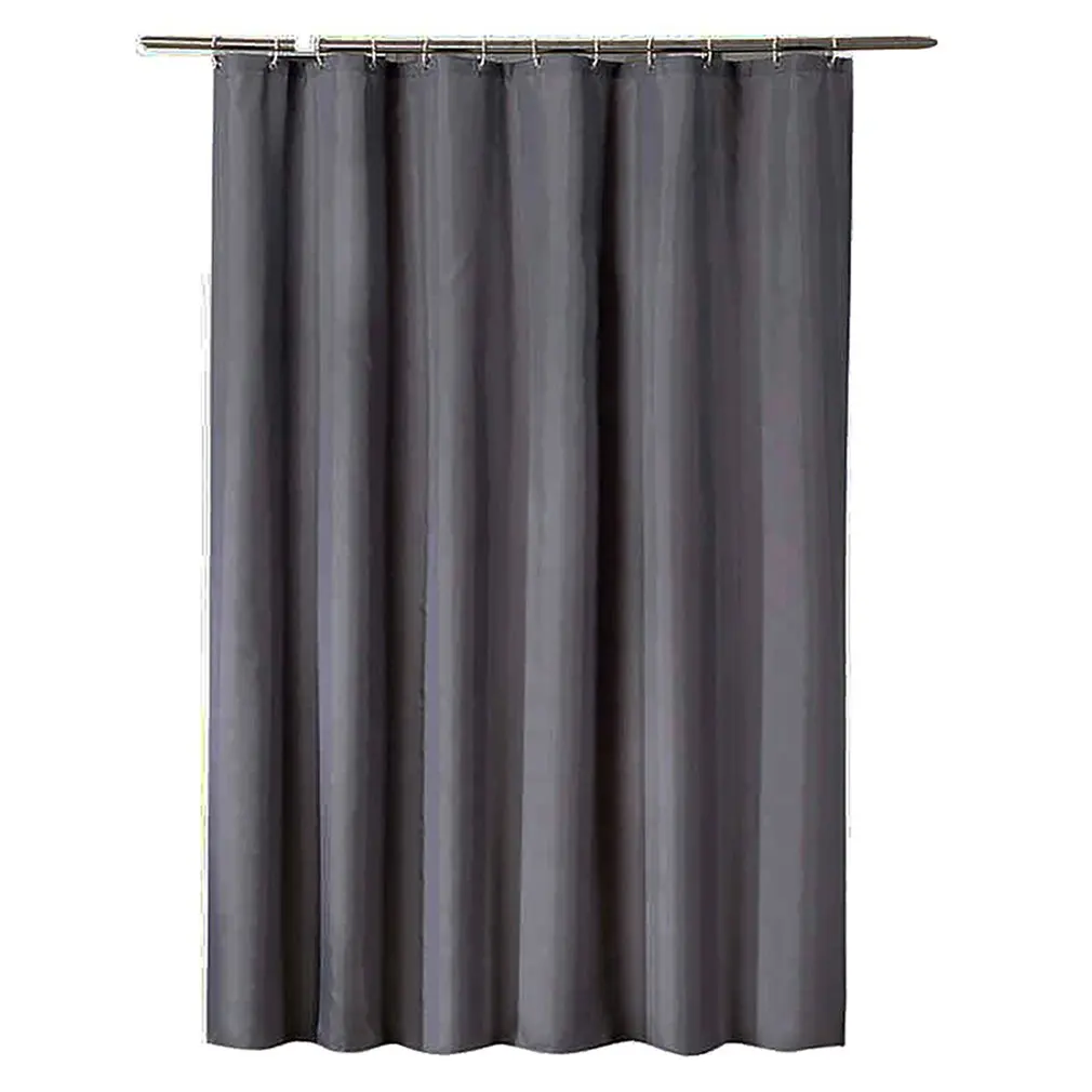

New Dark Gray Shower Curtain Plain Thickened Waterproof Cloth Lightweight Shower Curtain hotel Supplies With Thickened Hook