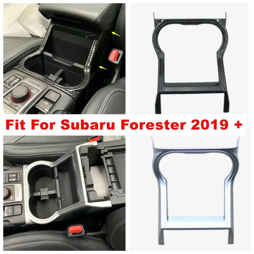 

Center Control Front Water Cup Holder Panel Decoration Cover Trim Fit For Subaru Forester 2019 - 2022 ABS Matte / Carbon Fiber