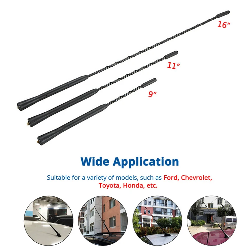 

9/11/16 Inch Universal Car Roof Mast Whip Stereo Radio FM/AM Signal Aerial Amplified Antenna For VW BMW Benz Mazda Audi Toyota