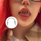 Новое украшение для зубов, зубы зомби, вампира, ногти, модное украшение для пирсинга на Хэллоуин, титановая сталь, C-образный стержень, тигровый зуб, ногти