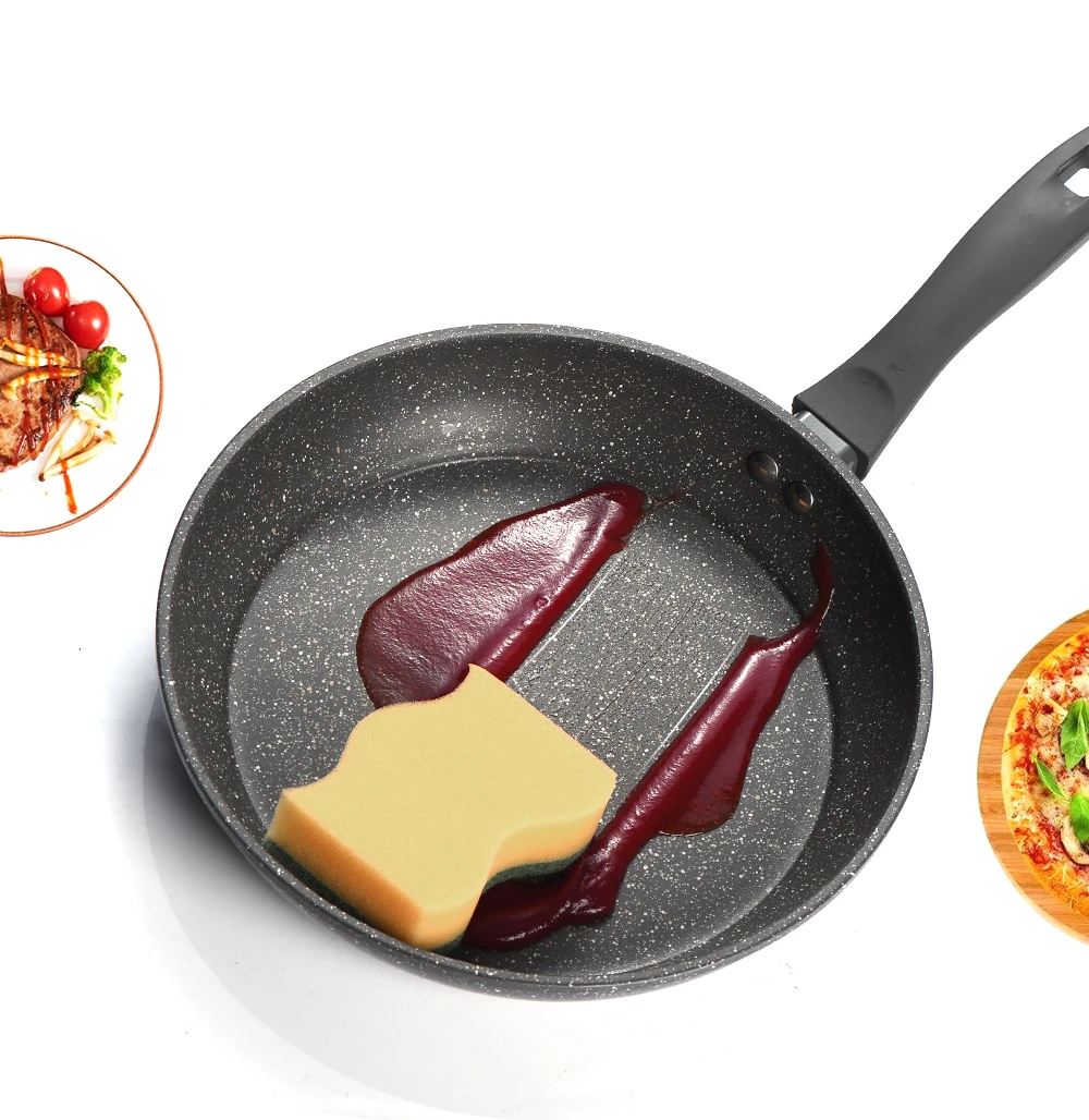 Антипригарная сковорода с мраморным покрытием термостойкая пластиковая ручка