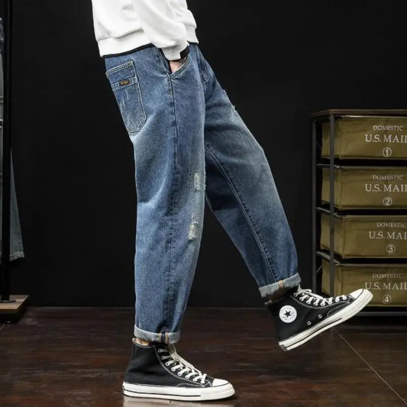 

Baggy Jeans For Men In Autumn And Winter Loose Fit Casual Straight Pants Fashion Hip Hop Long Pants Men'Denim Jeans Homme