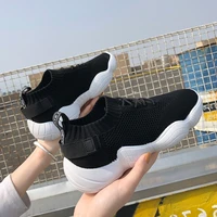 spring white platform sneakers women casual shoes korean breathable knitting sock shoes women sneakers ladies pink lace up
