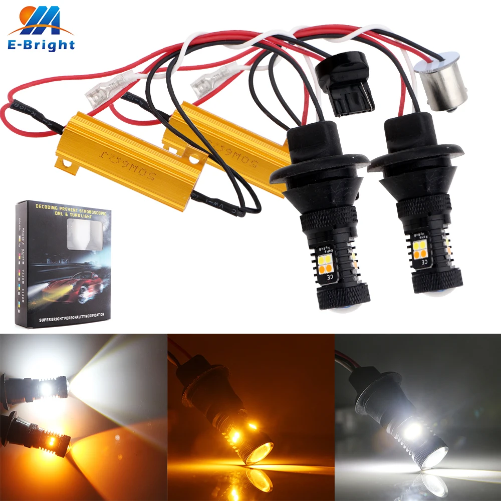 DC12V 3030 16 Smd 1156 P21W BAU15S PY21W 3156 P27W 7440 светодиодные лампы белый и желтый двойной Цвет