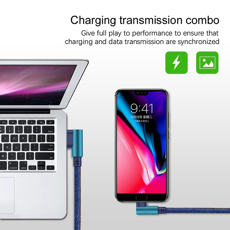 Кабель Micro USB 90 градусов 2.4A Быстрый кабель для зарядного устройства для samsung Xiaomi Android 9,0 Microusb кабель для мобильного телефона шнур 1 м 2 м