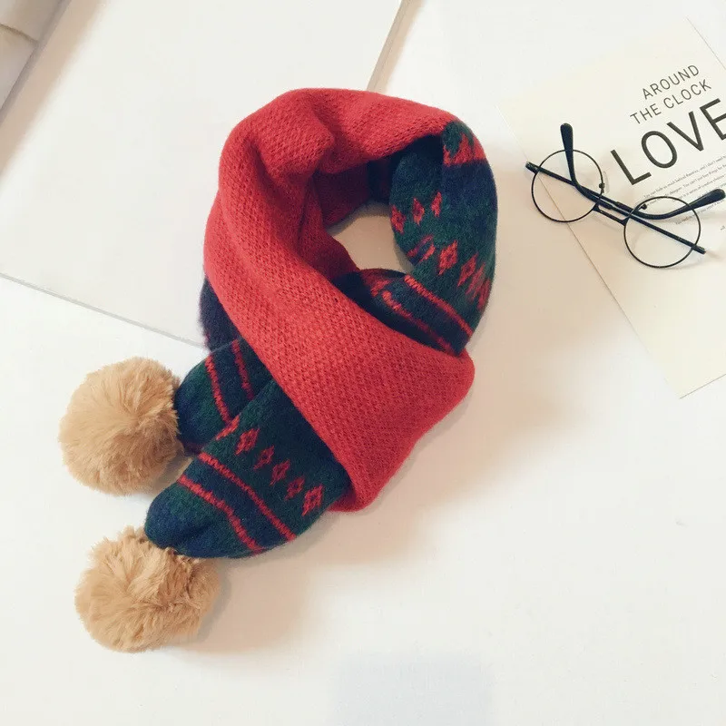 Осень зима 2019 вязаный детский шарф модный геометрический в Корейском стиле для