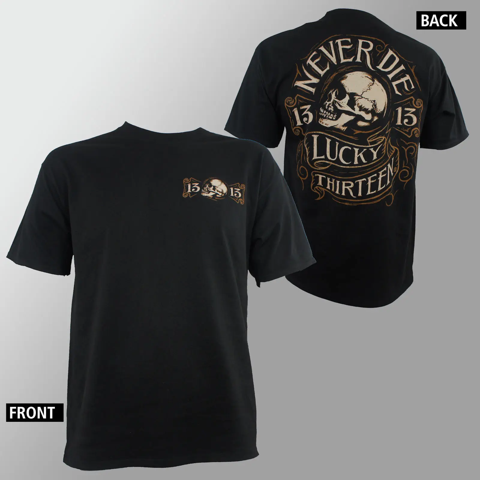 Оригинальная футболка с логотипом Lucky 13 Never Die Jumbo Skull Размеры M L Xl 2Xl 3Xl новая
