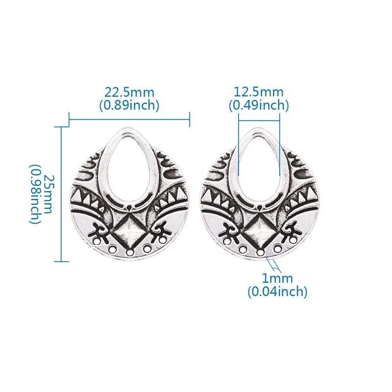 25x22.5mm 20 шт Античная Серебряная шляпа/цветок/луна-образный Тибетский Стиль Люстра компоненты звенья соединители для DIY серьги ожерелье изготовление - Цвет: 25x22.5mm