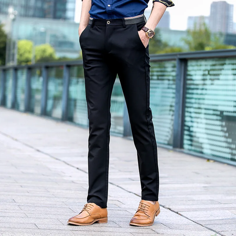

2021 autumn new men's trousers business men's trousers youth Korean slim solid color men's trousers
