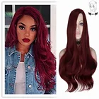 Чудесный синтетический парик W, длинные волнистые красные искусственные волосы для женщин, естественный внешний вид, боковая часть, термостойкие дышащие волосы