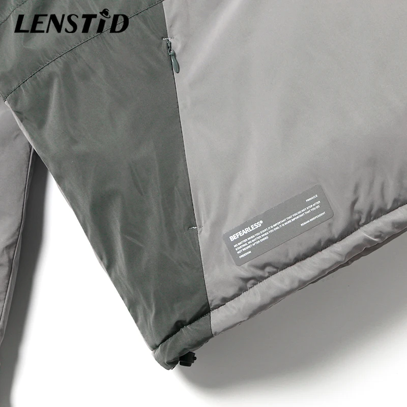 LENSTID мужская куртка в стиле Харадзюку с цветными блоками Теплая стеганая