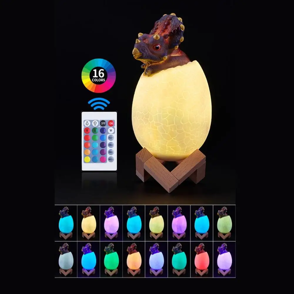 

16 Color Night Light Touch Sensor 3D Dinosaur Night Light Touch Remote Color Changing USB Night Light Bedroom Cartoon Night Ligh