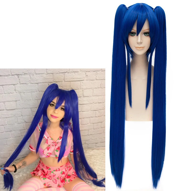 

Wendy Marvell Cosplay Wig Fairy Tail Final Series TV Anime Blue Long Straight Pigtails Synthetic Hair