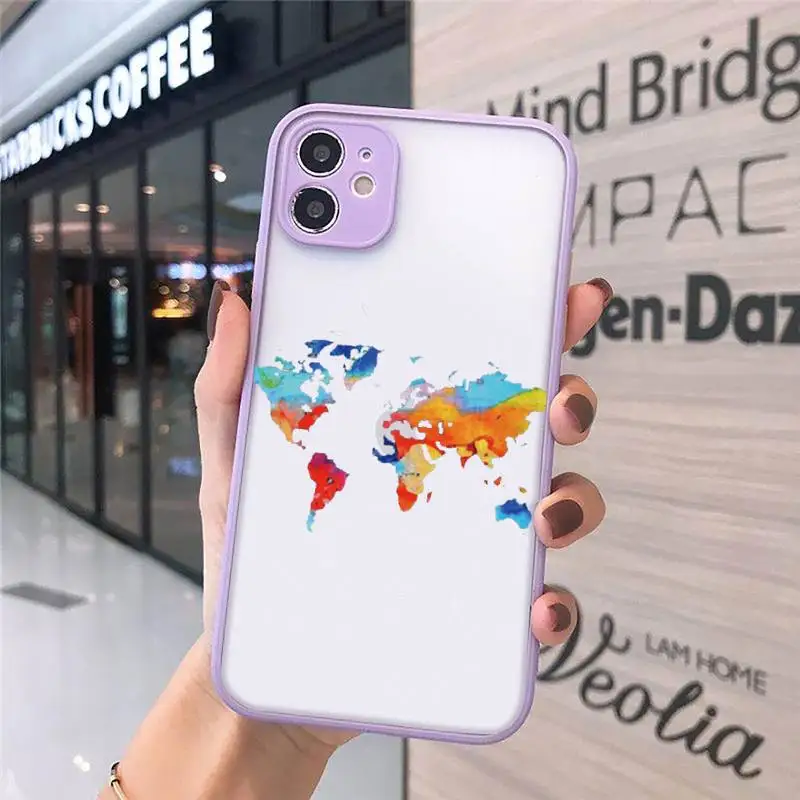 

World Map Travel simple art design Phone Cases matte transparent For iphone 7 8 11 12 plus mini x xs xr pro max cover