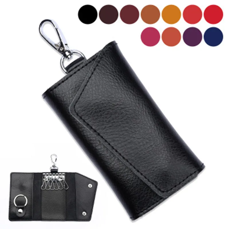 

New Key Holder Wallet Genuine Leather Unisex Solid Key Wallet Organizer Bag Car Housekeeper Wallet Card Holder Leather Wallet