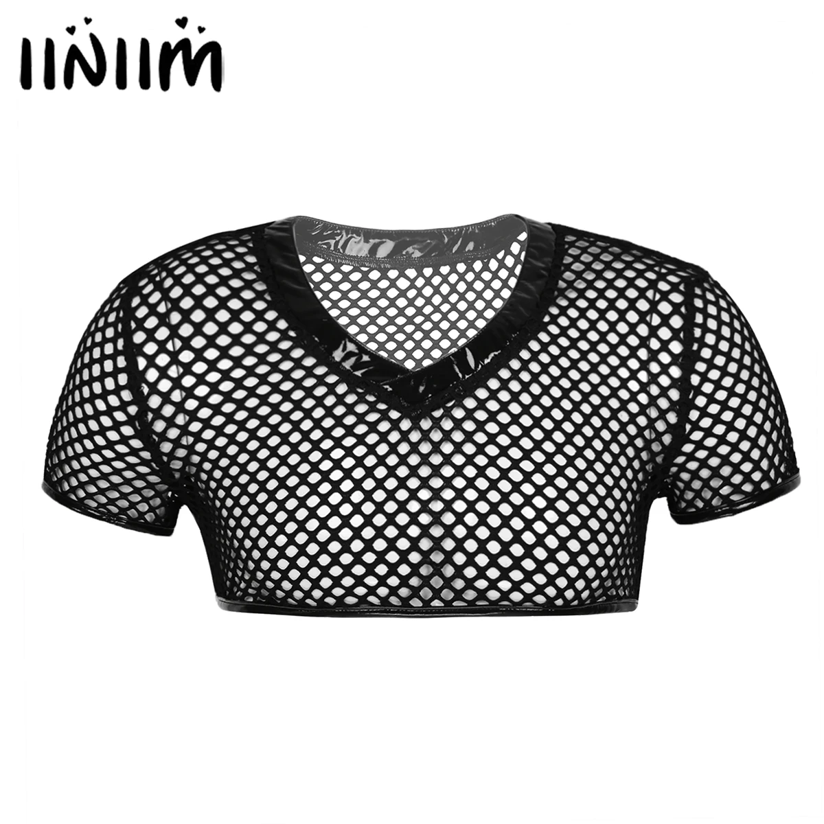 Iiniim мужские модные сексуальные Клубные футболки с коротким рукавом ажурная