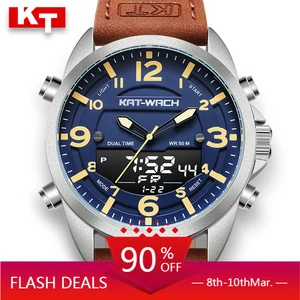 Часы мужские цифровые спортивные, модные светодиодные цифровые в стиле милитари, с двойным дисплеем, водонепроницаемость 50 м