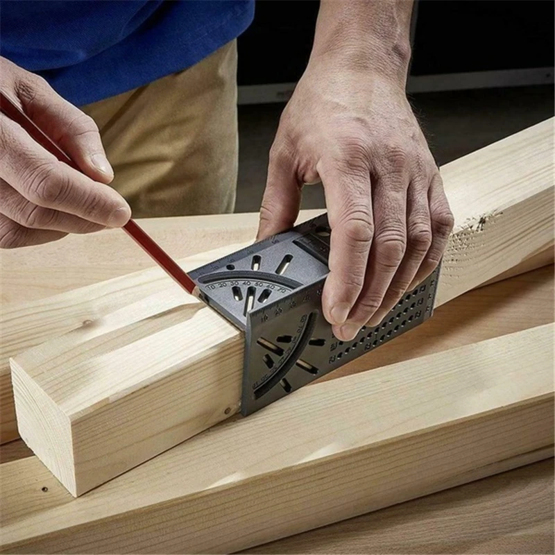 

Wood Working Ruler 3D Mitre Angle Measuring Gauge Square Size Measure Tool