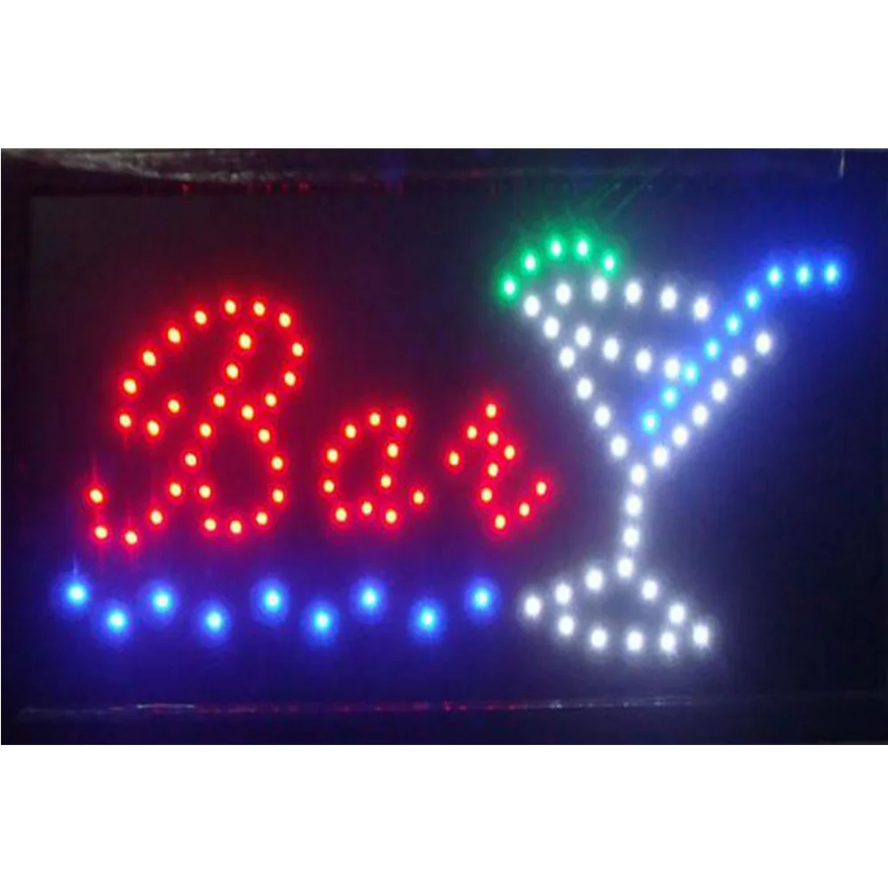 Бар Led открытый неоновый знак 10х19 дюймов анитированный бегущий бар Tiki винный